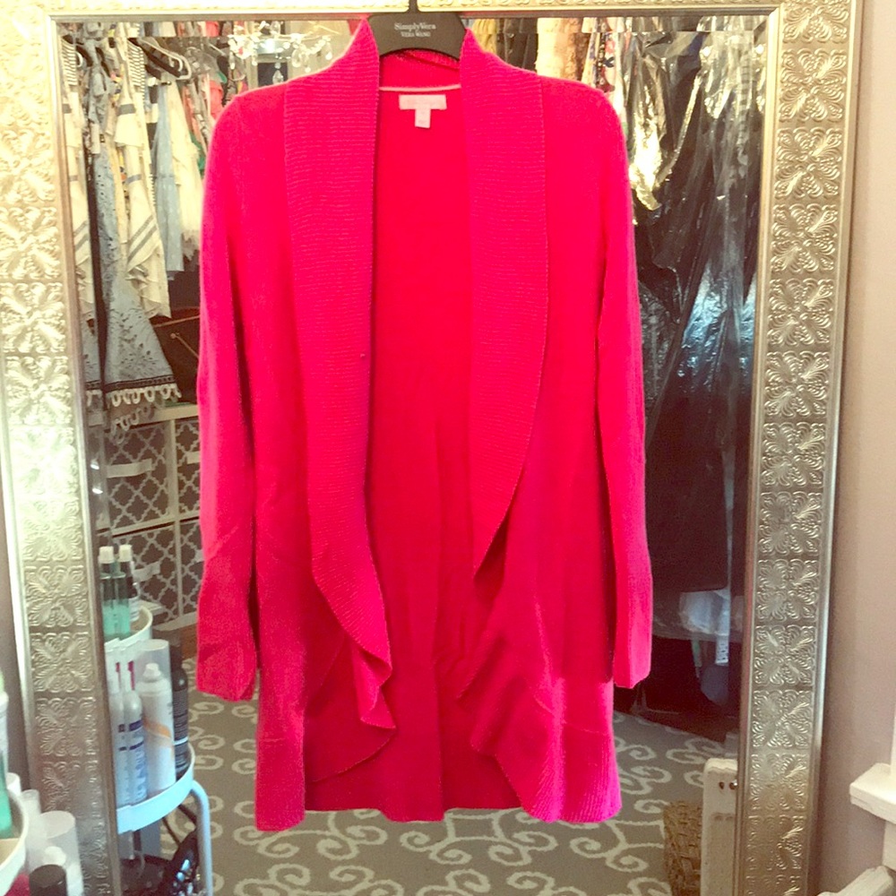 Lilly Pulitzer 100% CASHMERE Cardigan HOT Pink